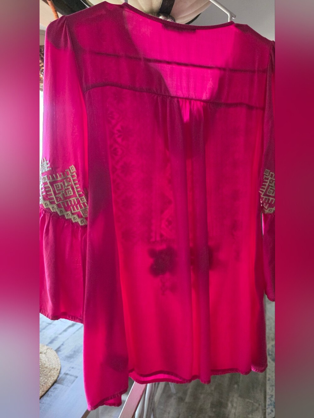 ANDREE BY UNIT Hot Pink Embroidered Boho Tunic - Picture 5 of 5